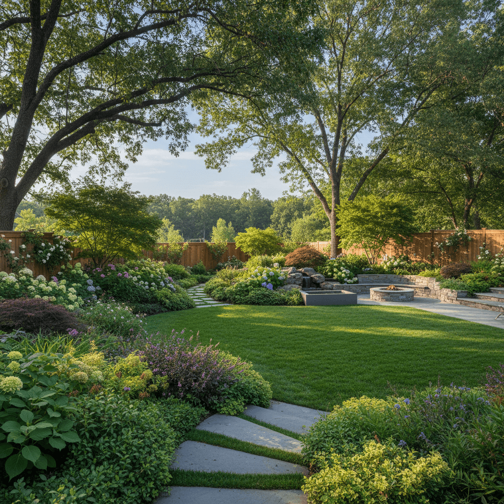 Landscape design with layered plantings