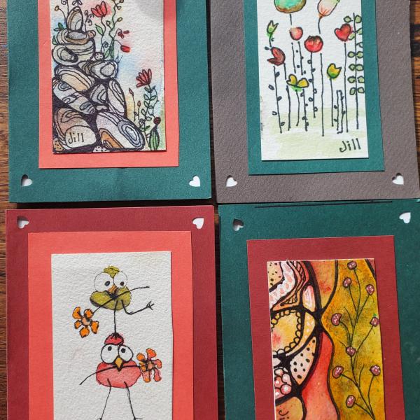 Doodled Nature Greeting Cards - Set of 4